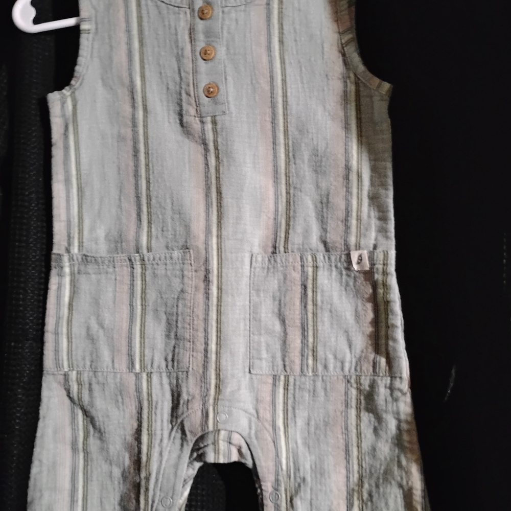 Chic Striped Kids Romper in Gray